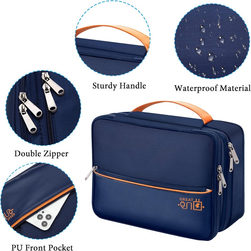 CILLA Electronic Organizer Travel Case, Travel Cord Organizer Case Portable Waterproof Cable Organizer Bag for Charger, Cord, USB, Power Bank, Earphone - Image 3